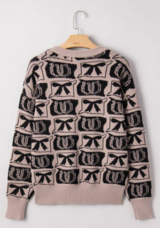 Tiffany Black Bows and Horseshoe pattern western sweater
