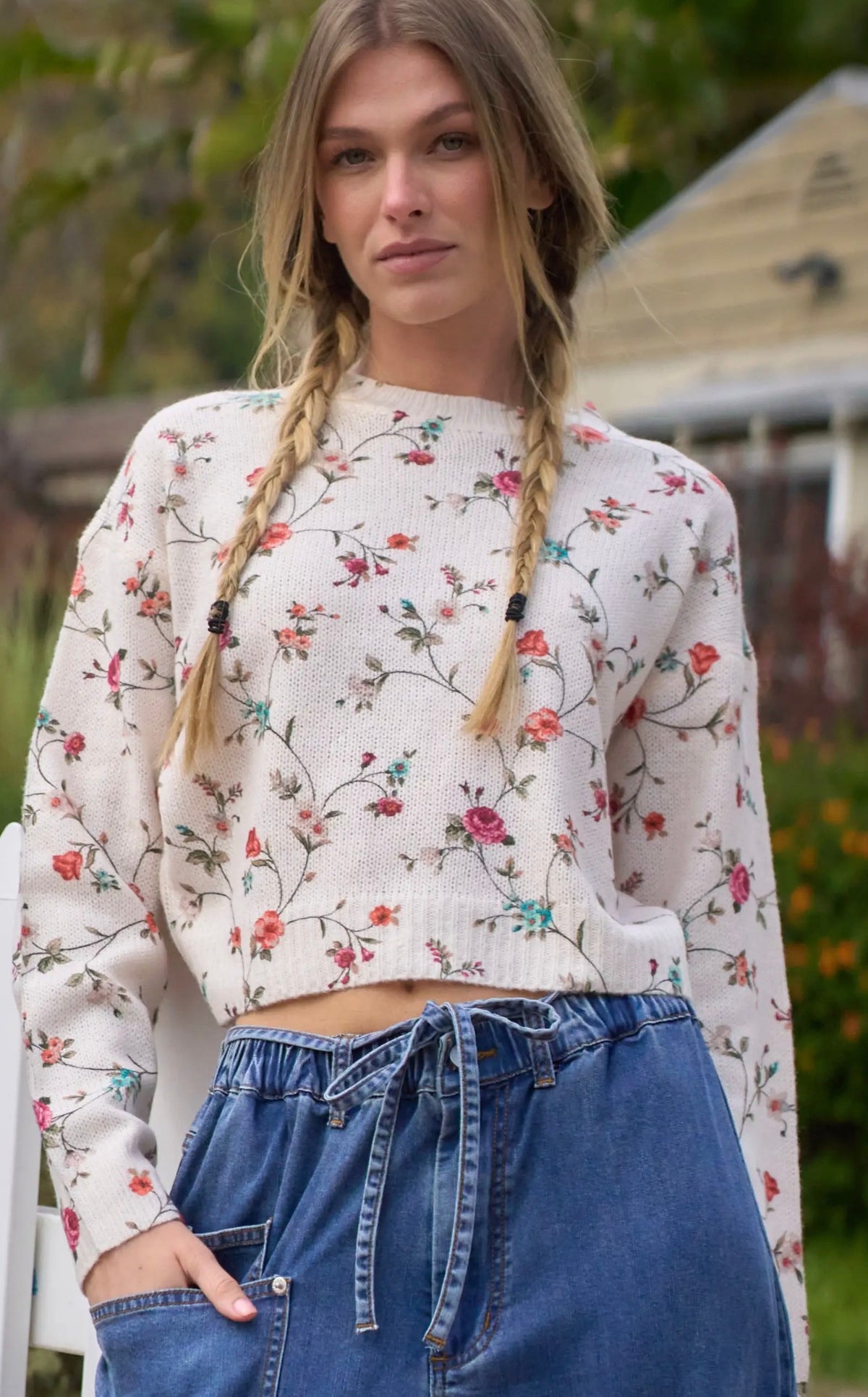 Floral Lightweight Long sleeve sweater