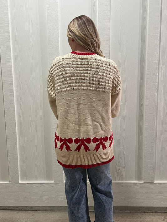 Apricot Bow Baggy Cardigan