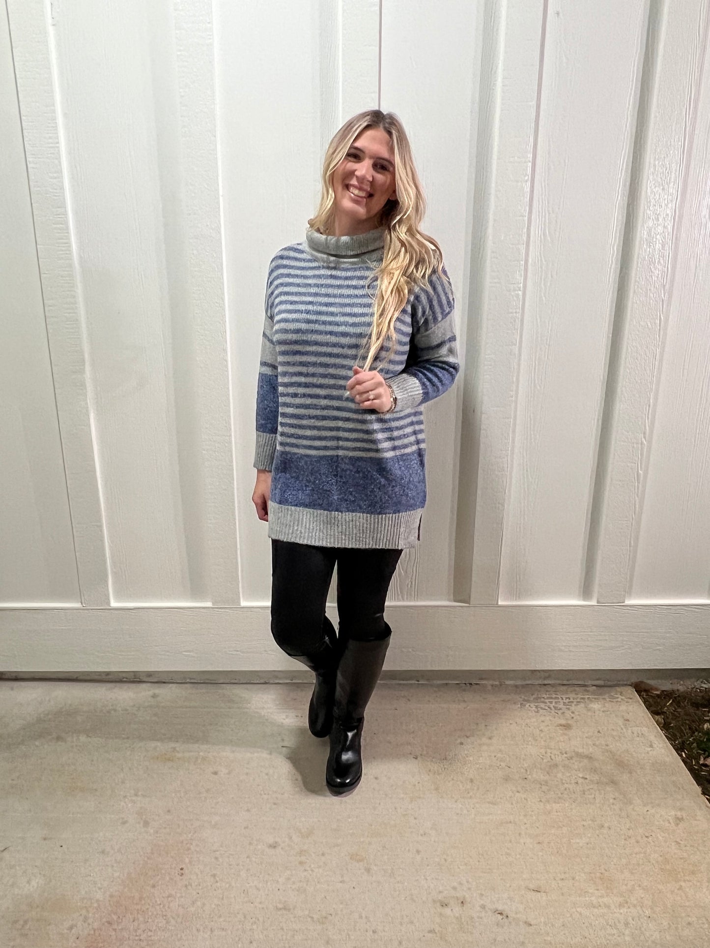 Long Sleeve Turtle Neck Sweater Mini Dress