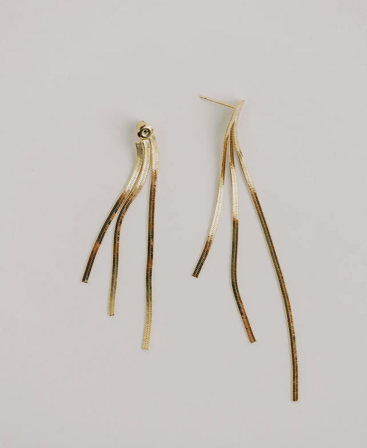 Skinny Gold Cascading Tassel Minimalist Statement Earrings