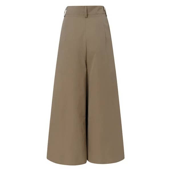 Women's High-Waisted Wide-Leg Flared Trousers (No Belt)