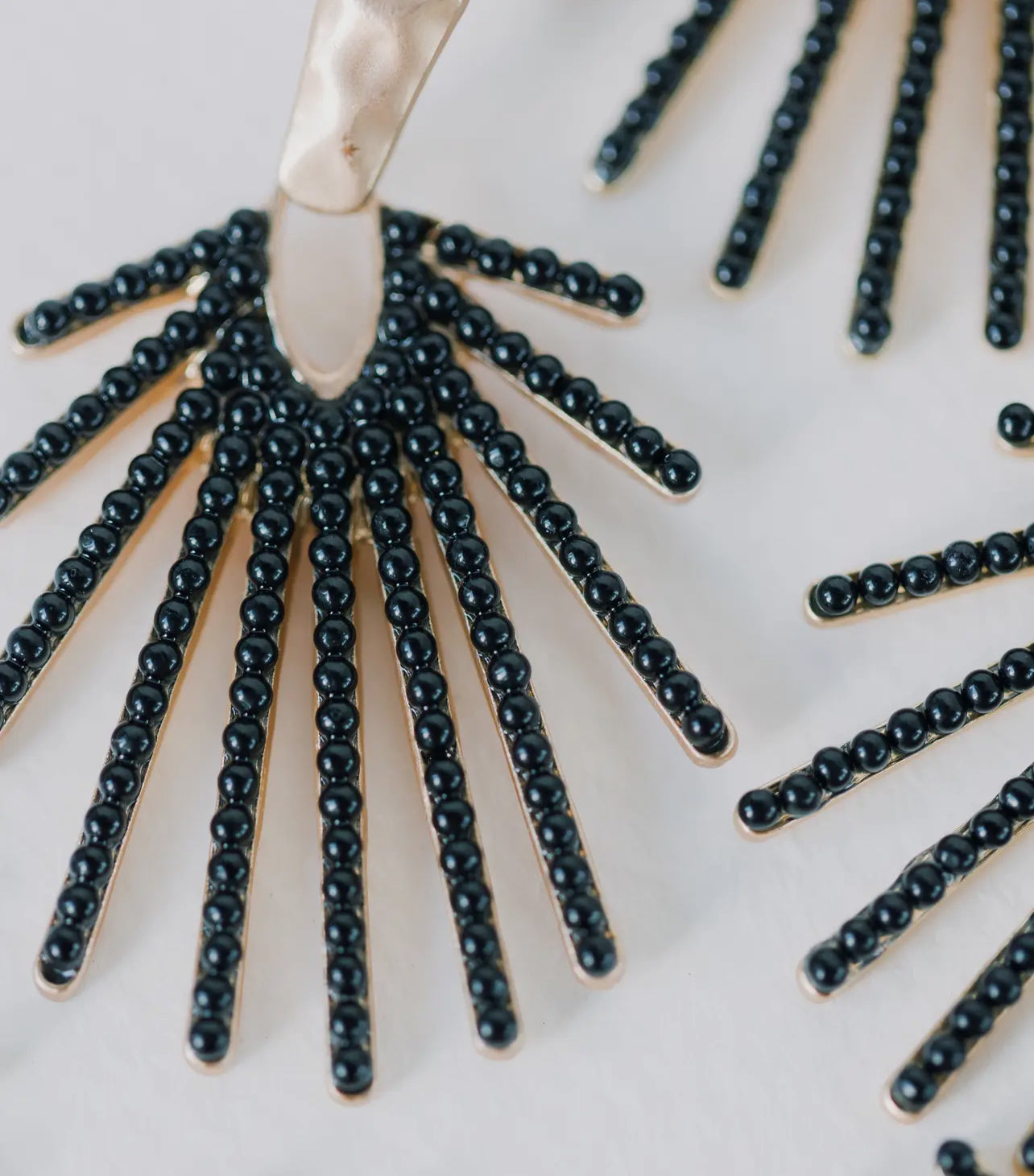 Black Sunburst Statement Drop Earrings