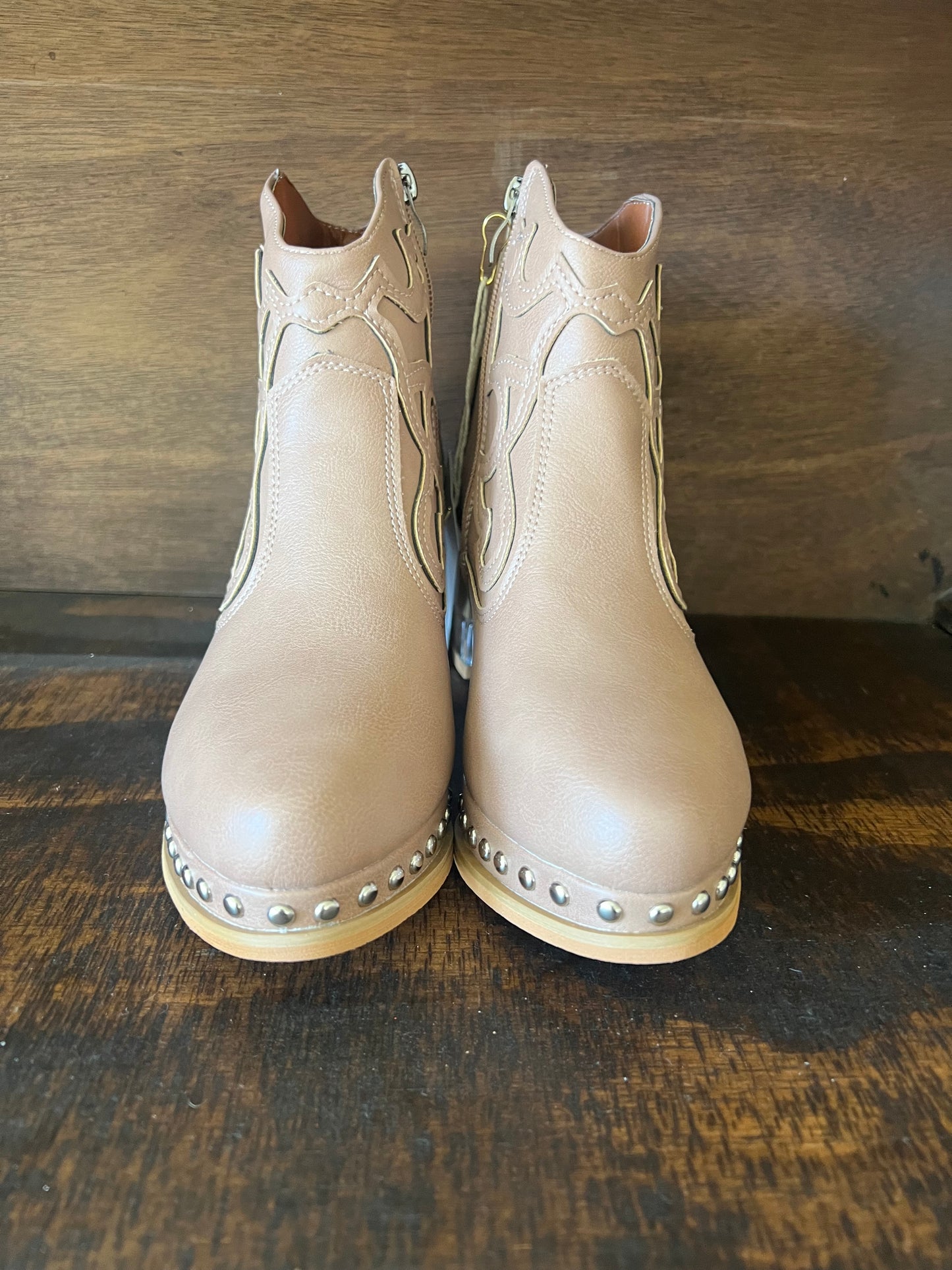 Studded Detail High Ankle Boots