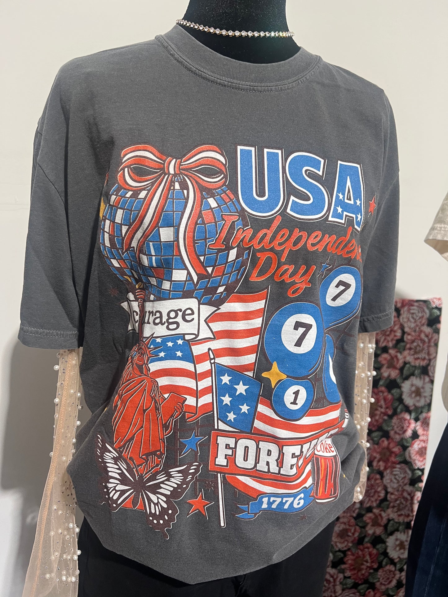 4th of July Collage Vintage Stamp  Tee