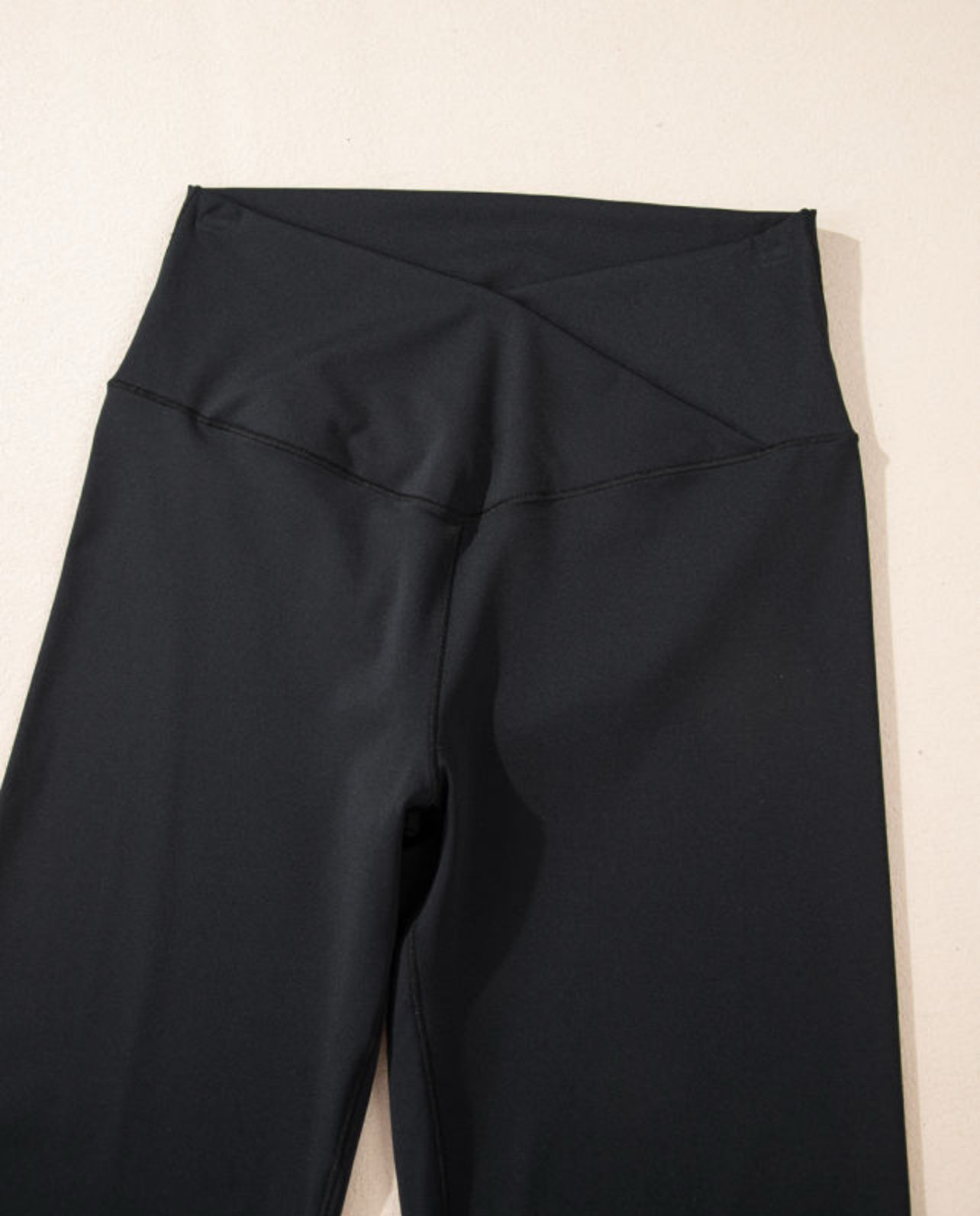 Black V shape high waist flared leggings