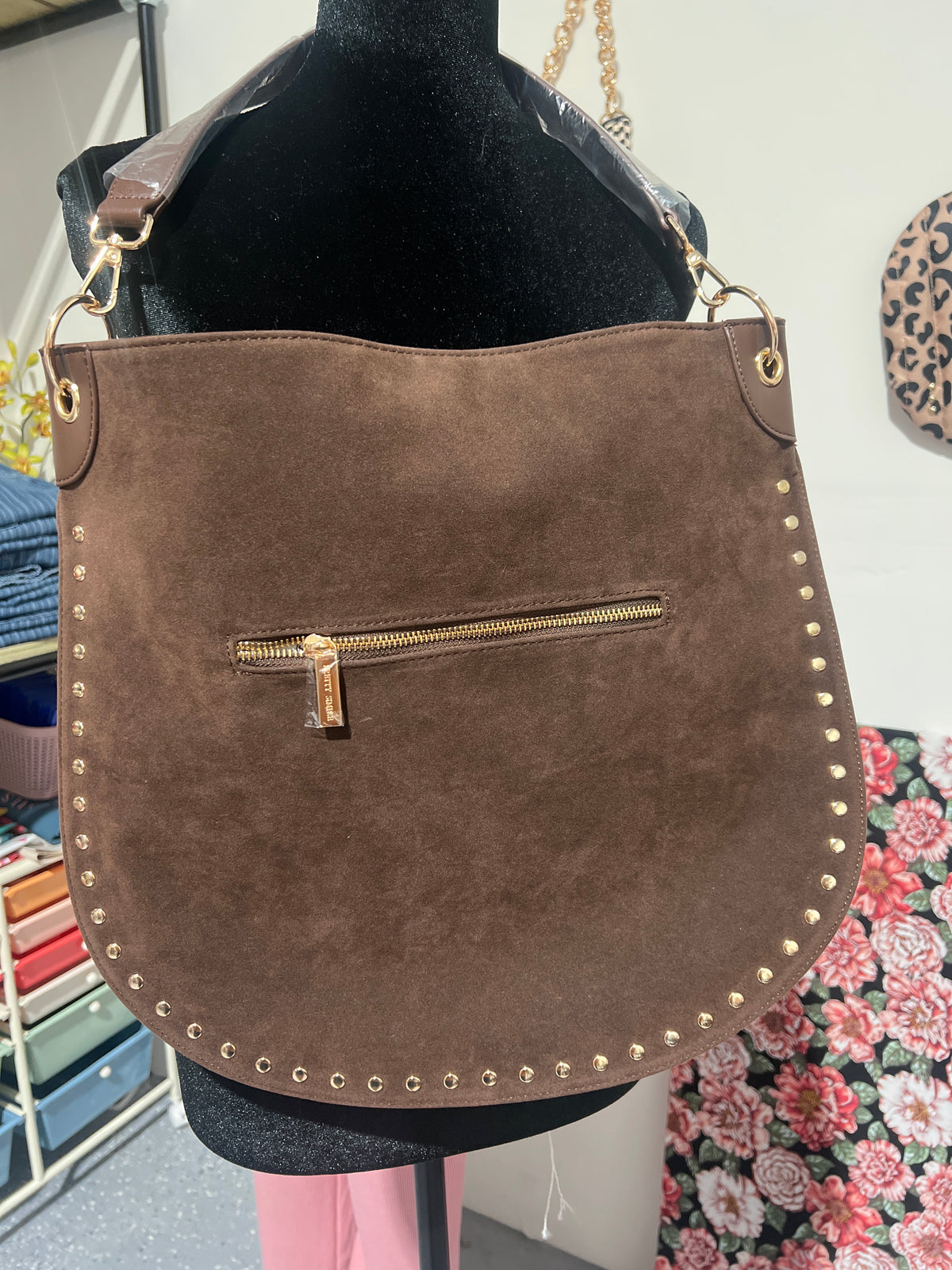 Rosalie Rivet Suede Hobo Bag