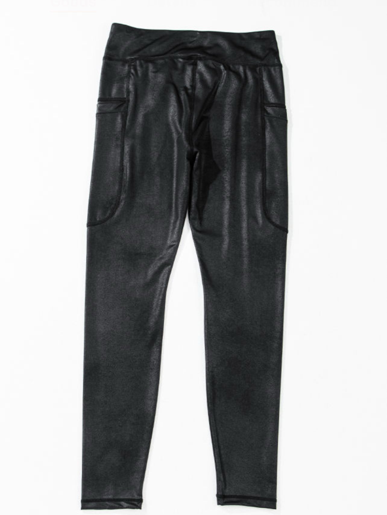 Black V Crossover High Waist Pocketed Leggings