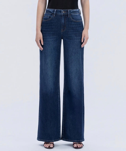 Vervet by Flying Monkey Super High Rise Full Length Dark Wash Wide Jeans