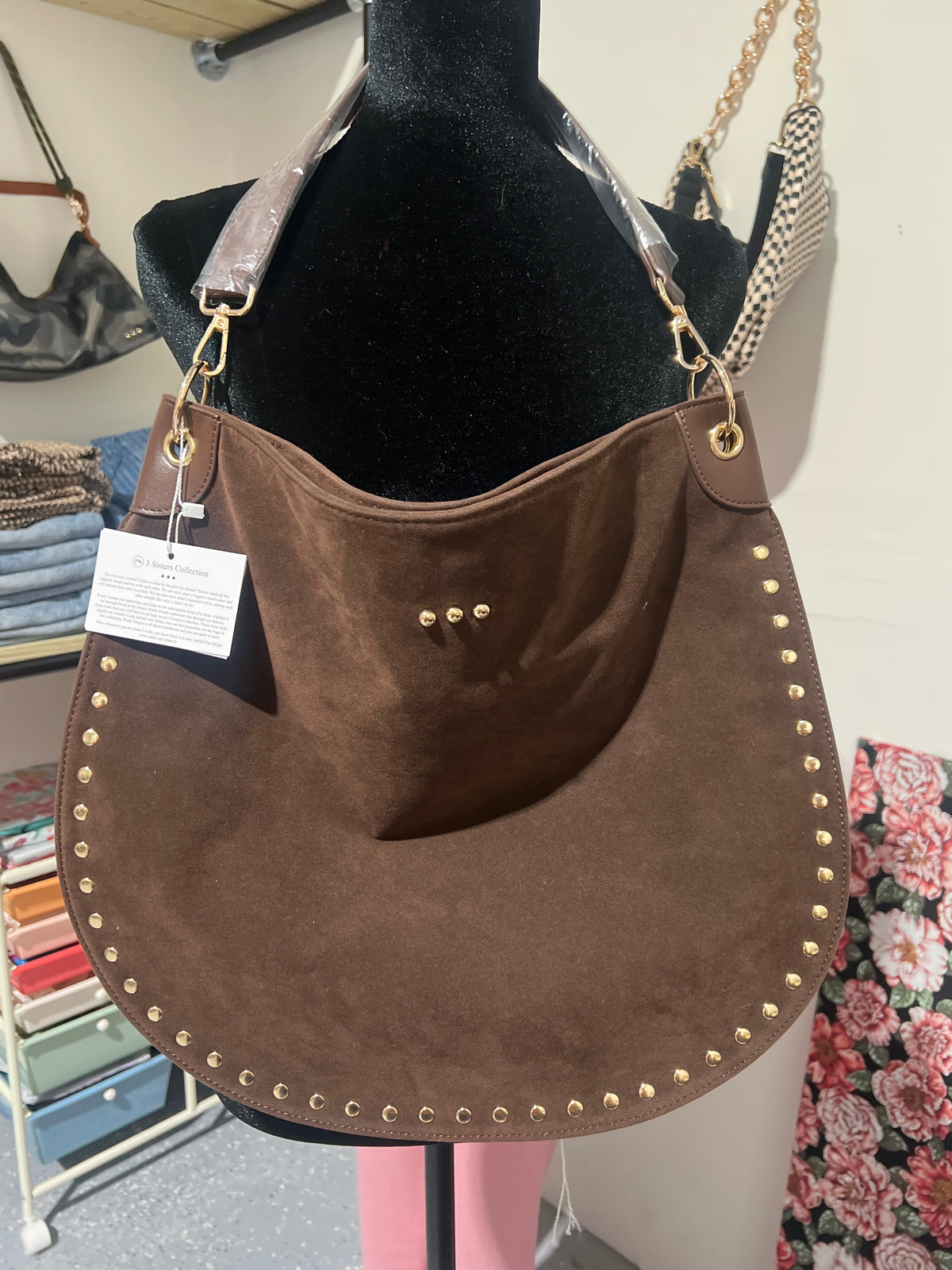 Rosalie Rivet Suede Hobo Bag