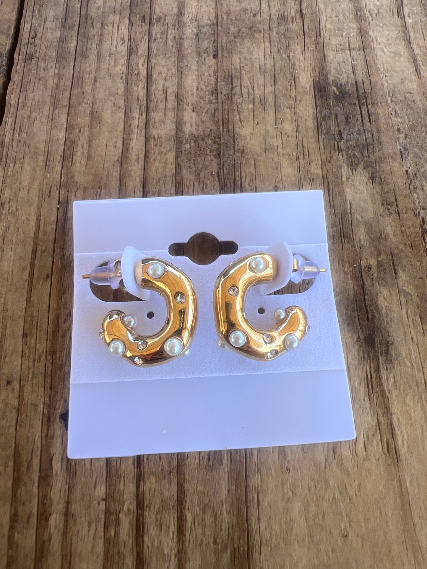 Diamond and Pearl Chunky Statement Earrings