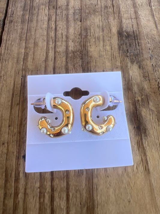 Diamond and Pearl Chunky Statement Earrings