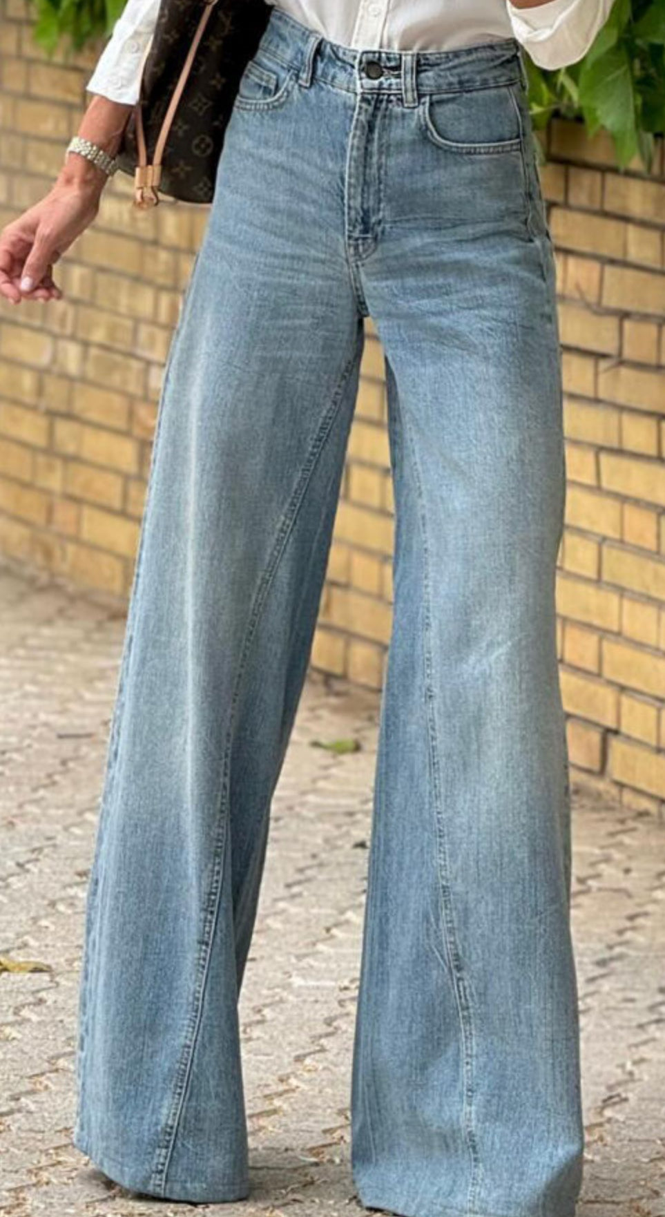 Dusk Blue Acid Wash Extra Wide Leg High Waist Long Jeans