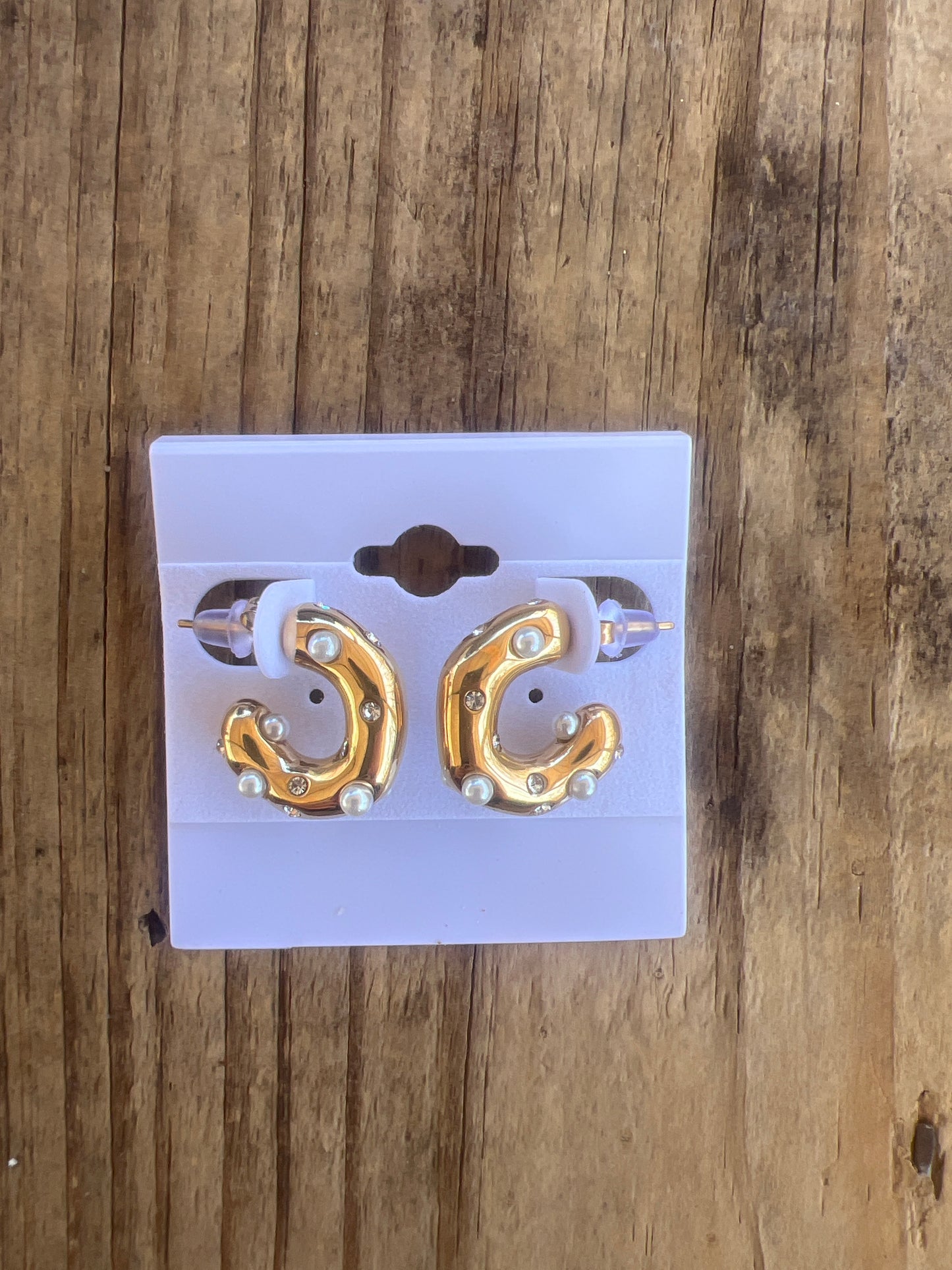 Diamond and Pearl Chunky Statement Earrings