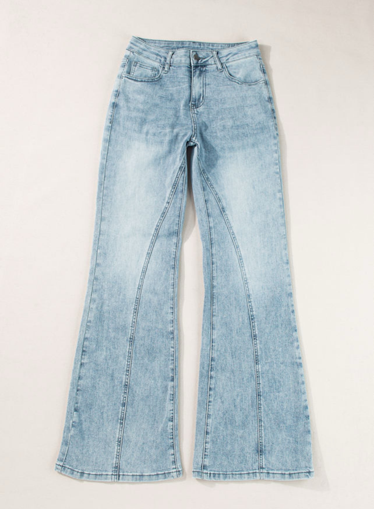 Dusk Blue Acid Wash Extra Wide Leg High Waist Long Jeans