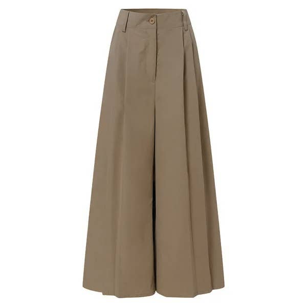 Women's High-Waisted Wide-Leg Flared Trousers (No Belt)