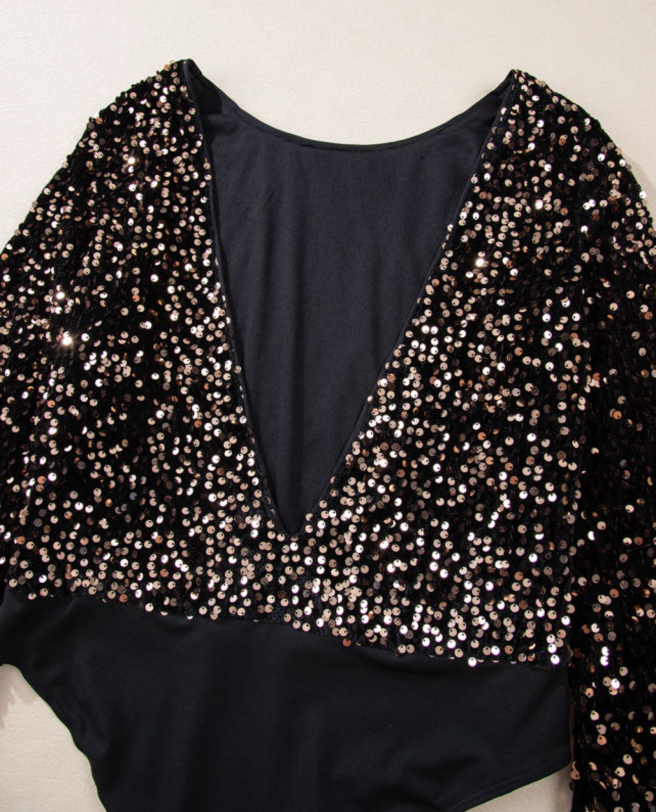 Sequin Deep V back Bodysuit