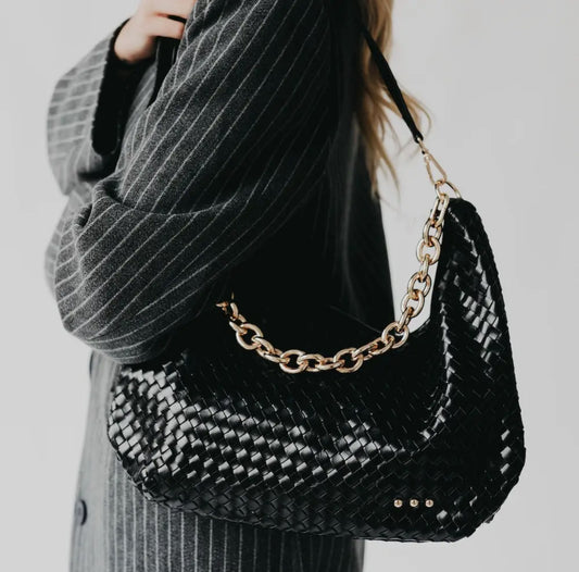 Black Sienna Slouchy Woven Shoulder Bag