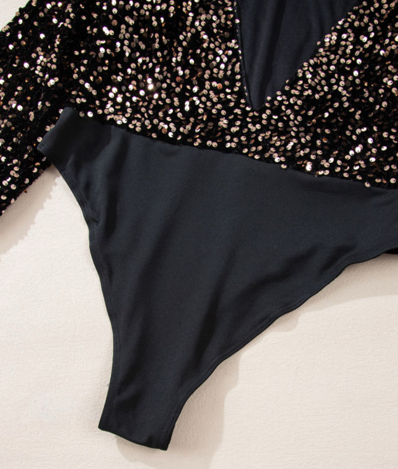 Sequin Deep V back Bodysuit