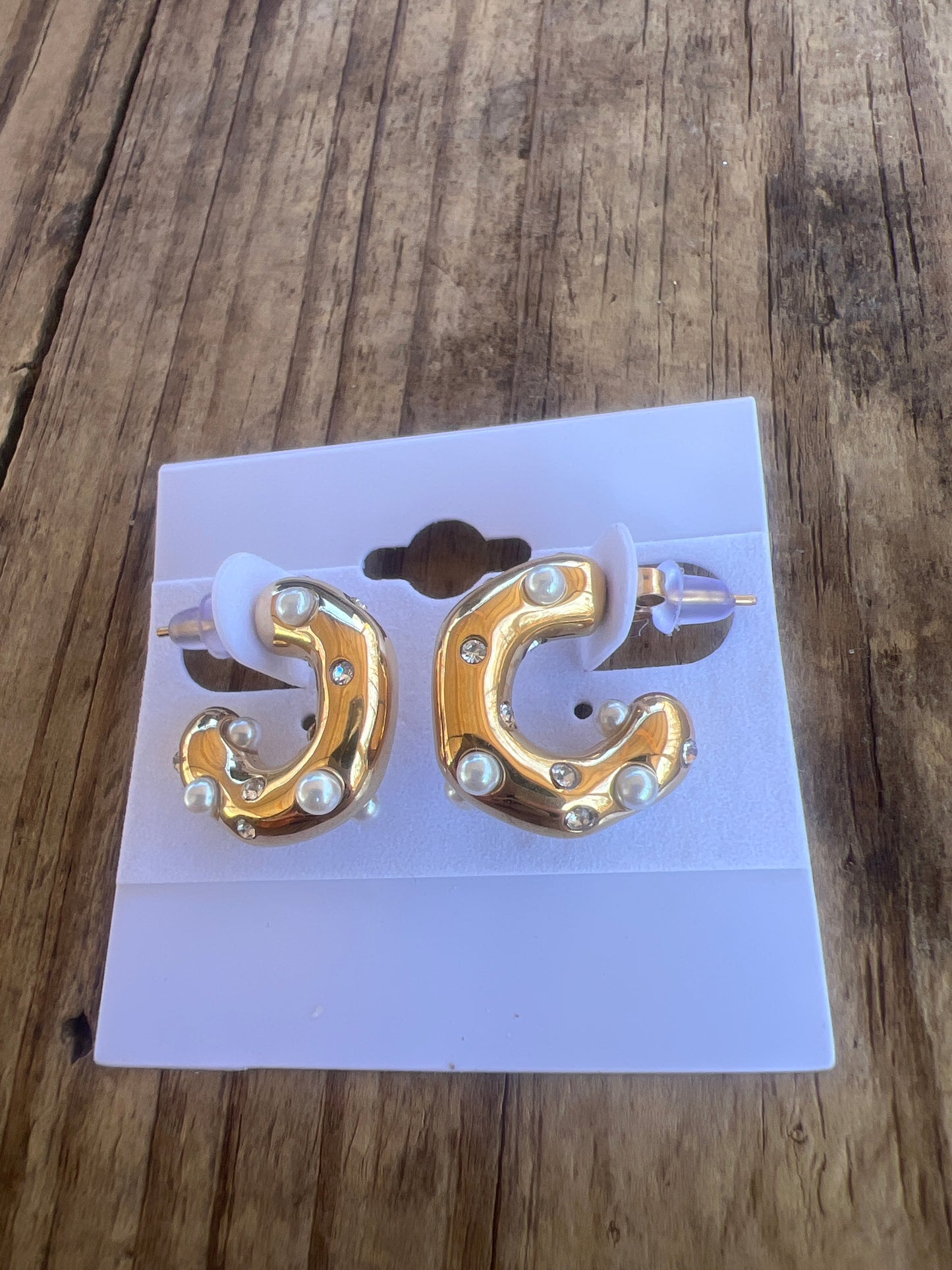 Diamond and Pearl Chunky Statement Earrings
