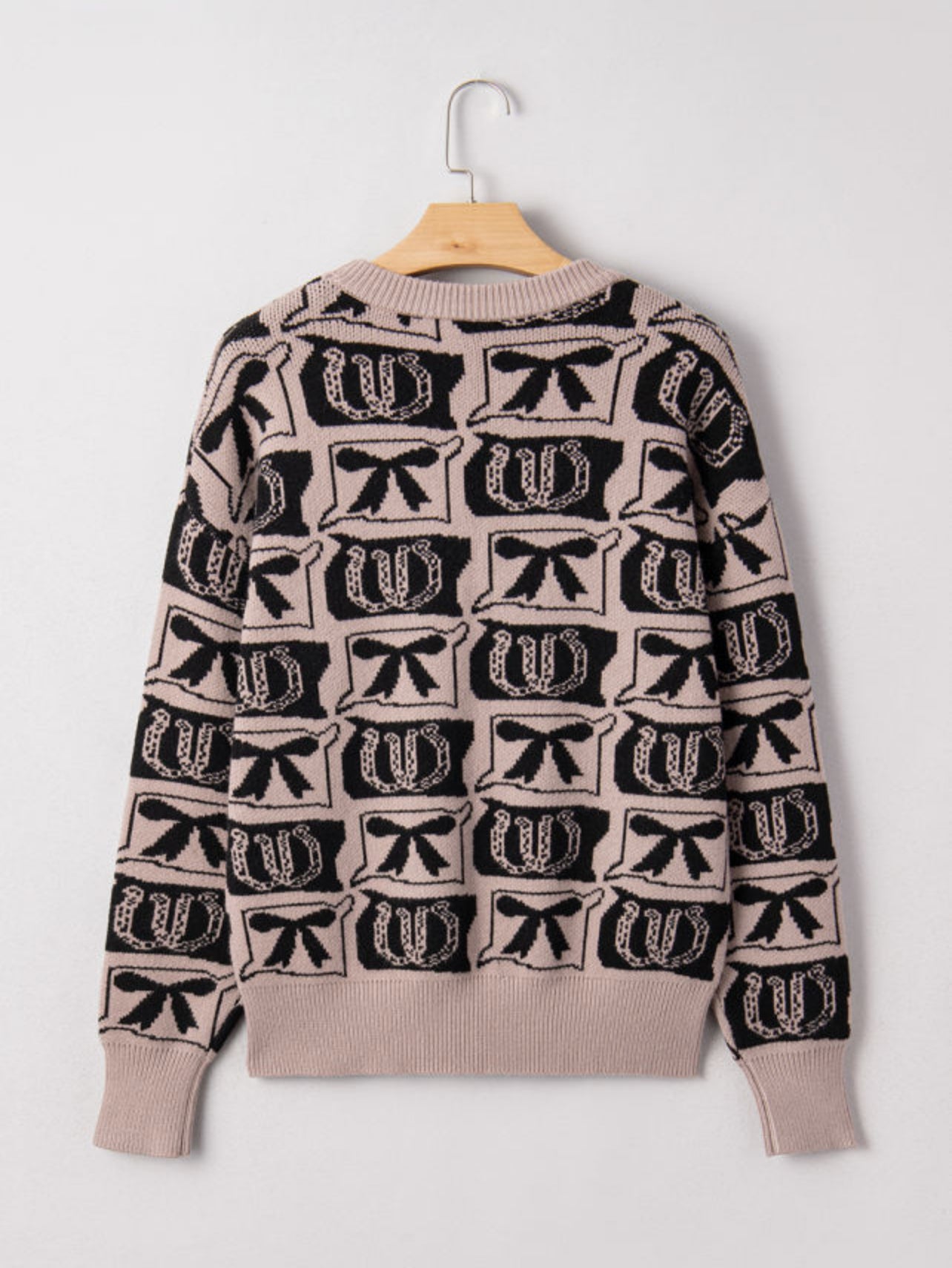 Tiffany Black Bows and Horseshoe pattern western sweater