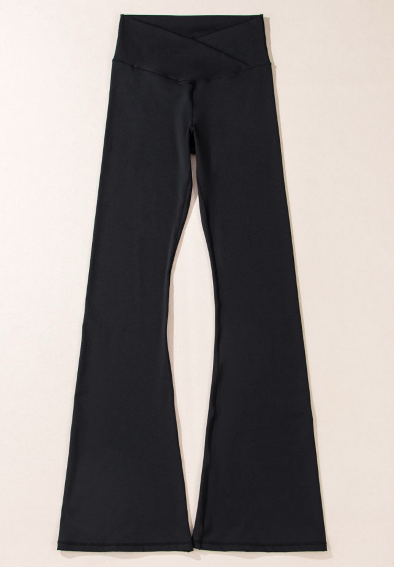 Black V shape high waist flared leggings