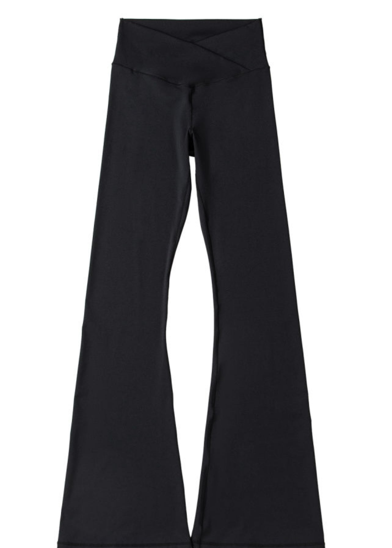 Black V shape high waist flared leggings