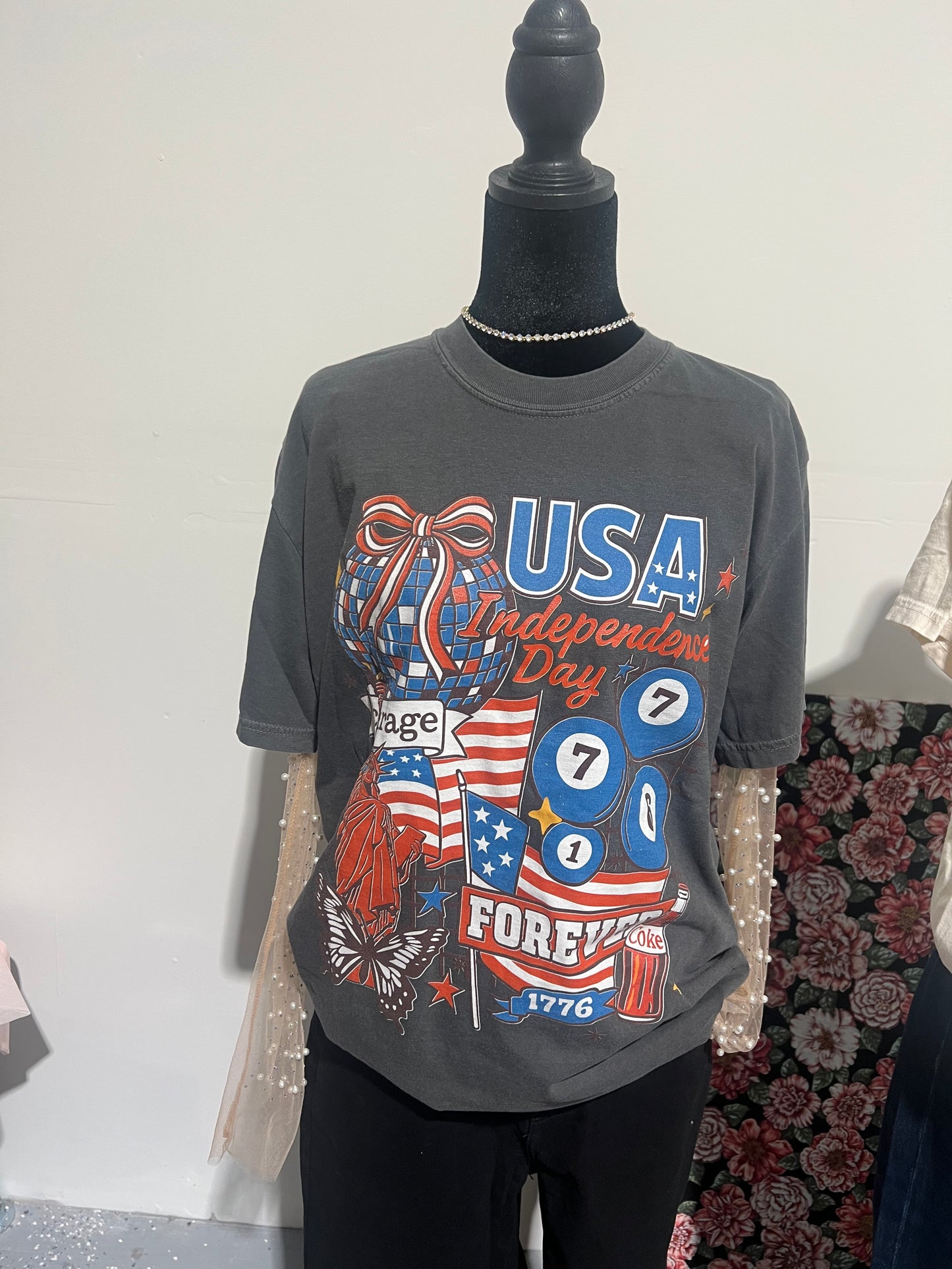 4th of July Collage Vintage Stamp  Tee