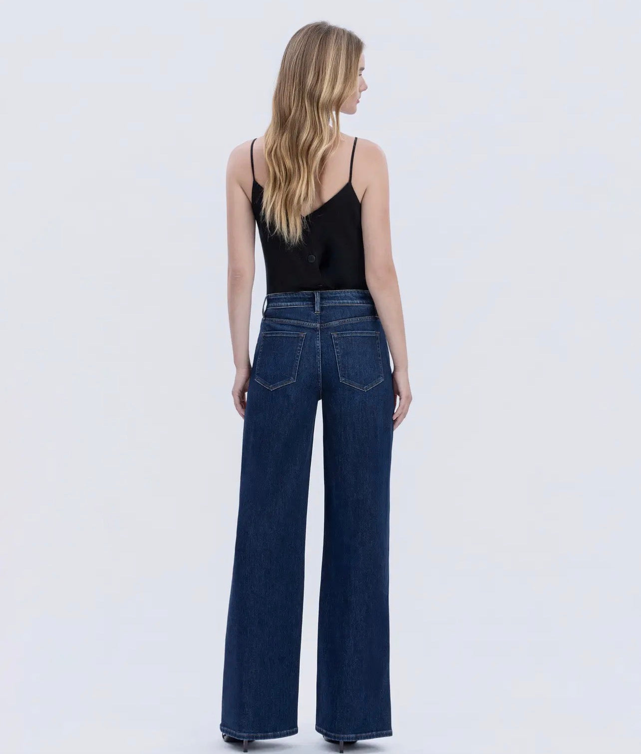 Vervet by Flying Monkey Super High Rise Full Length Dark Wash Wide Jeans