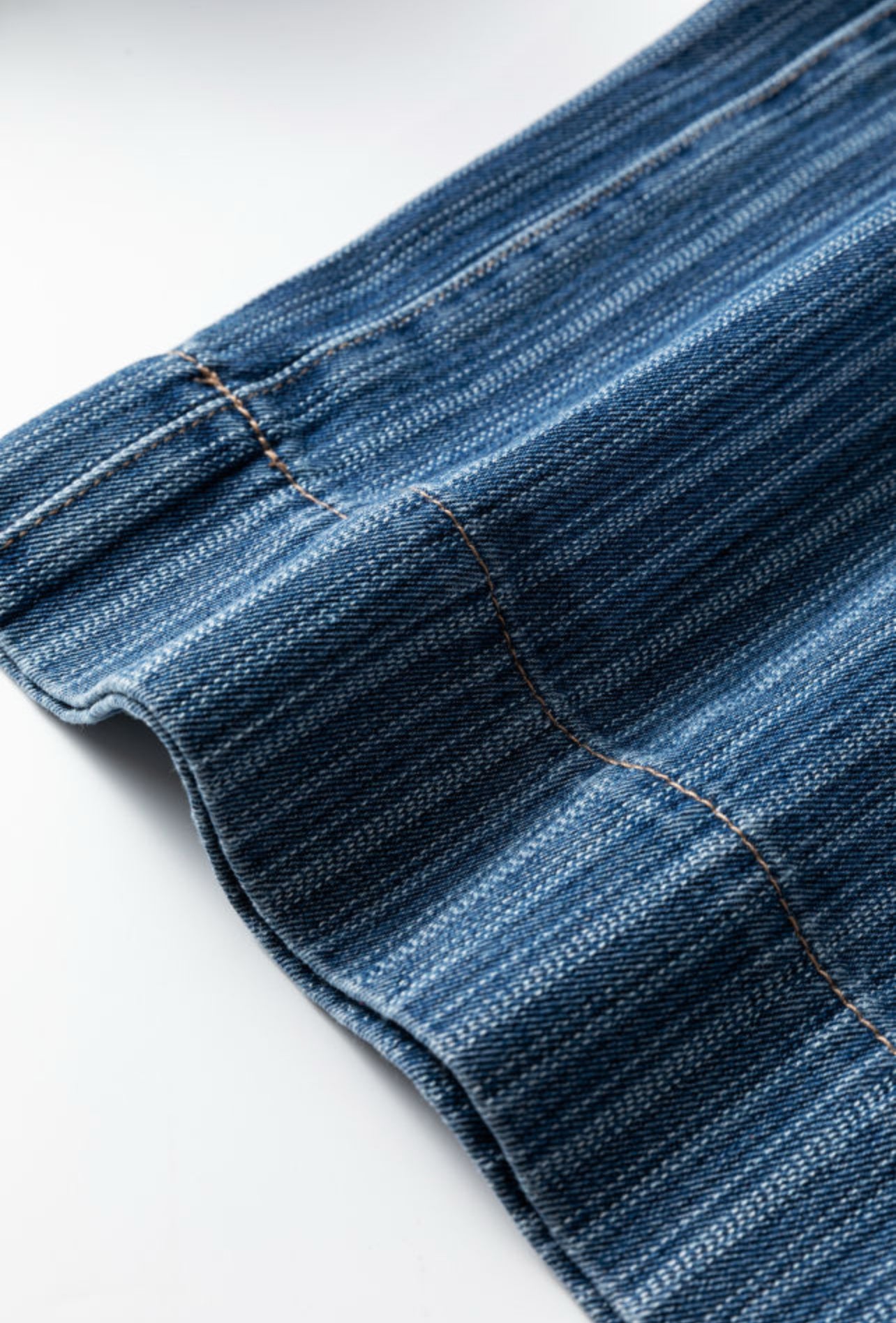 Blue stripe contrasted drawstring pocketed loose jeans