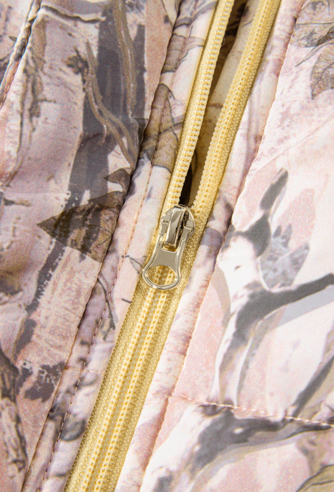 Brown camo leaf print winter puffer vest