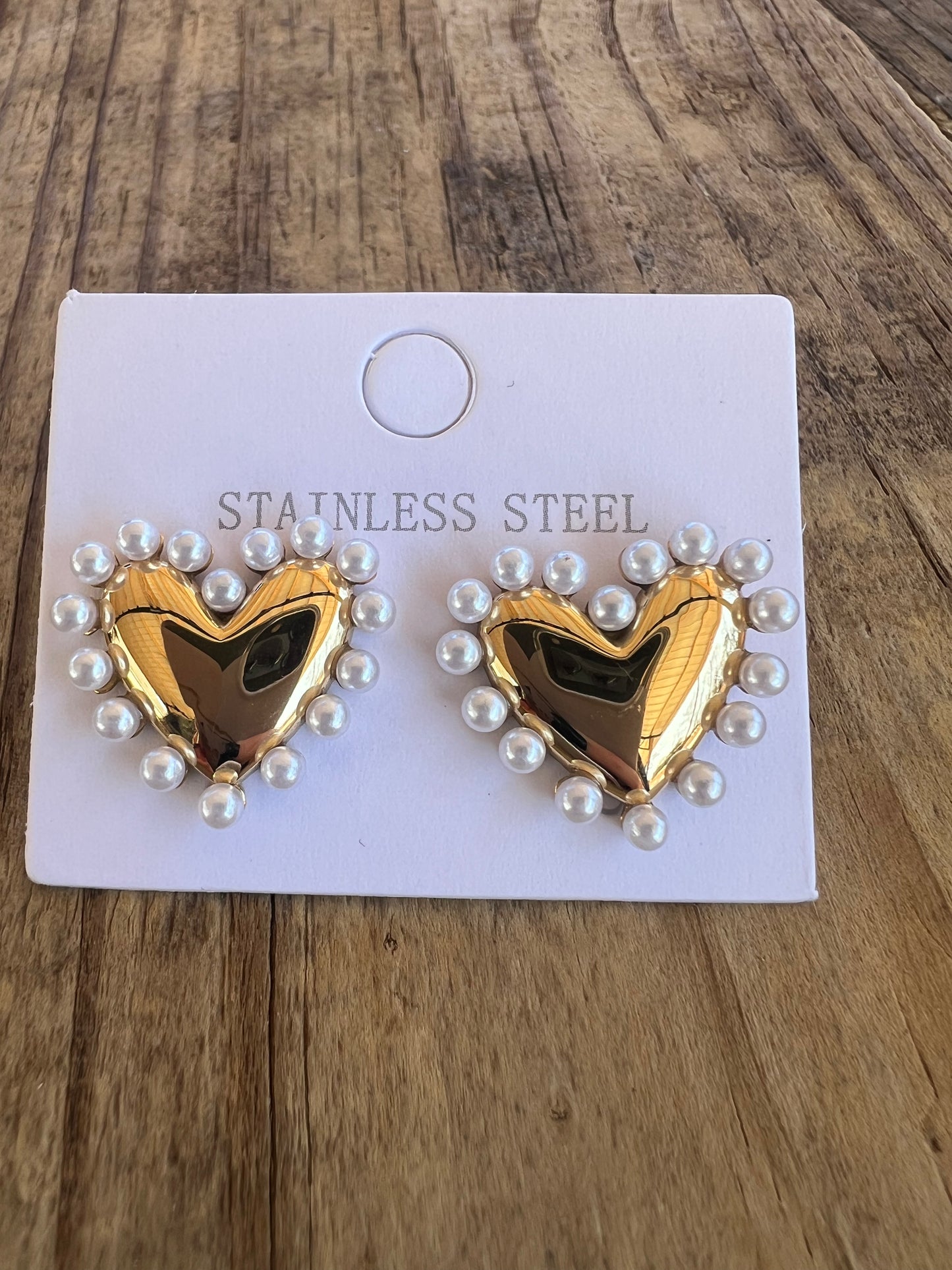 Bubble Heart Pearl Studs