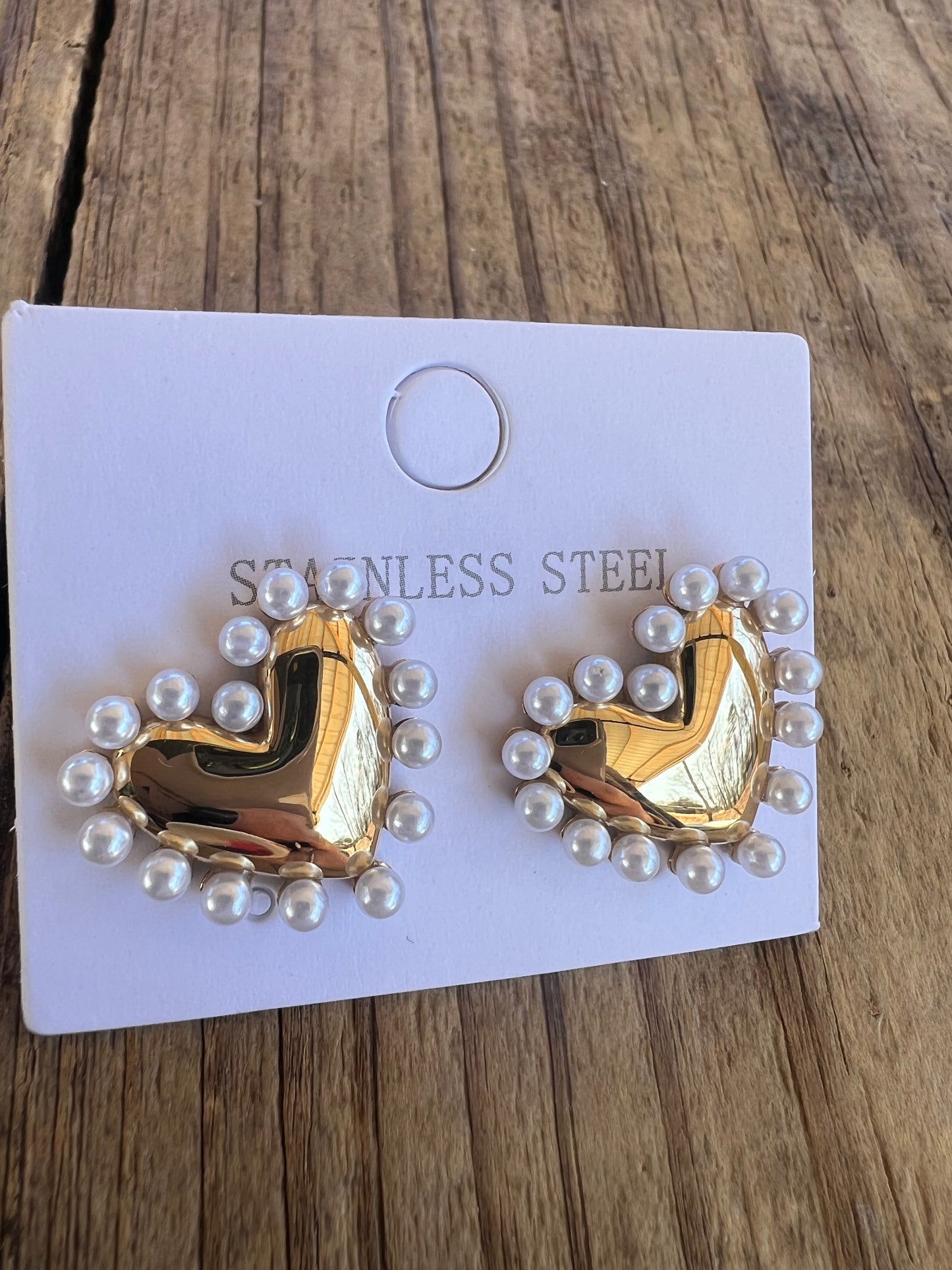 Bubble Heart Pearl Studs