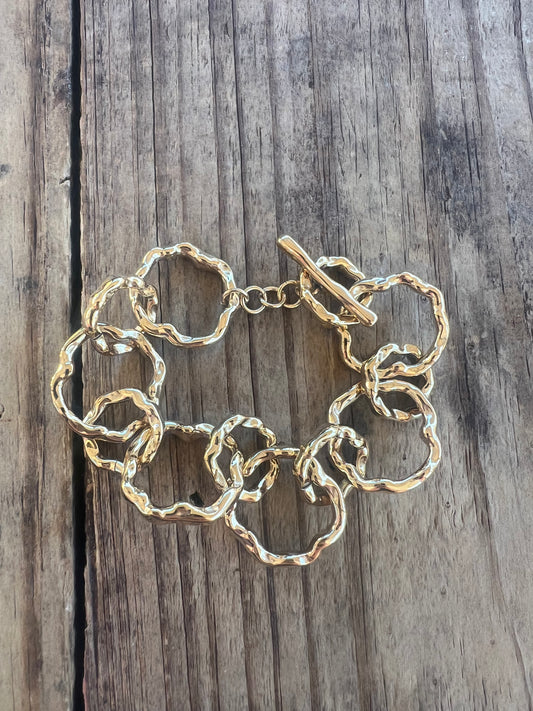 Gold Hammered Toggle Bracelet