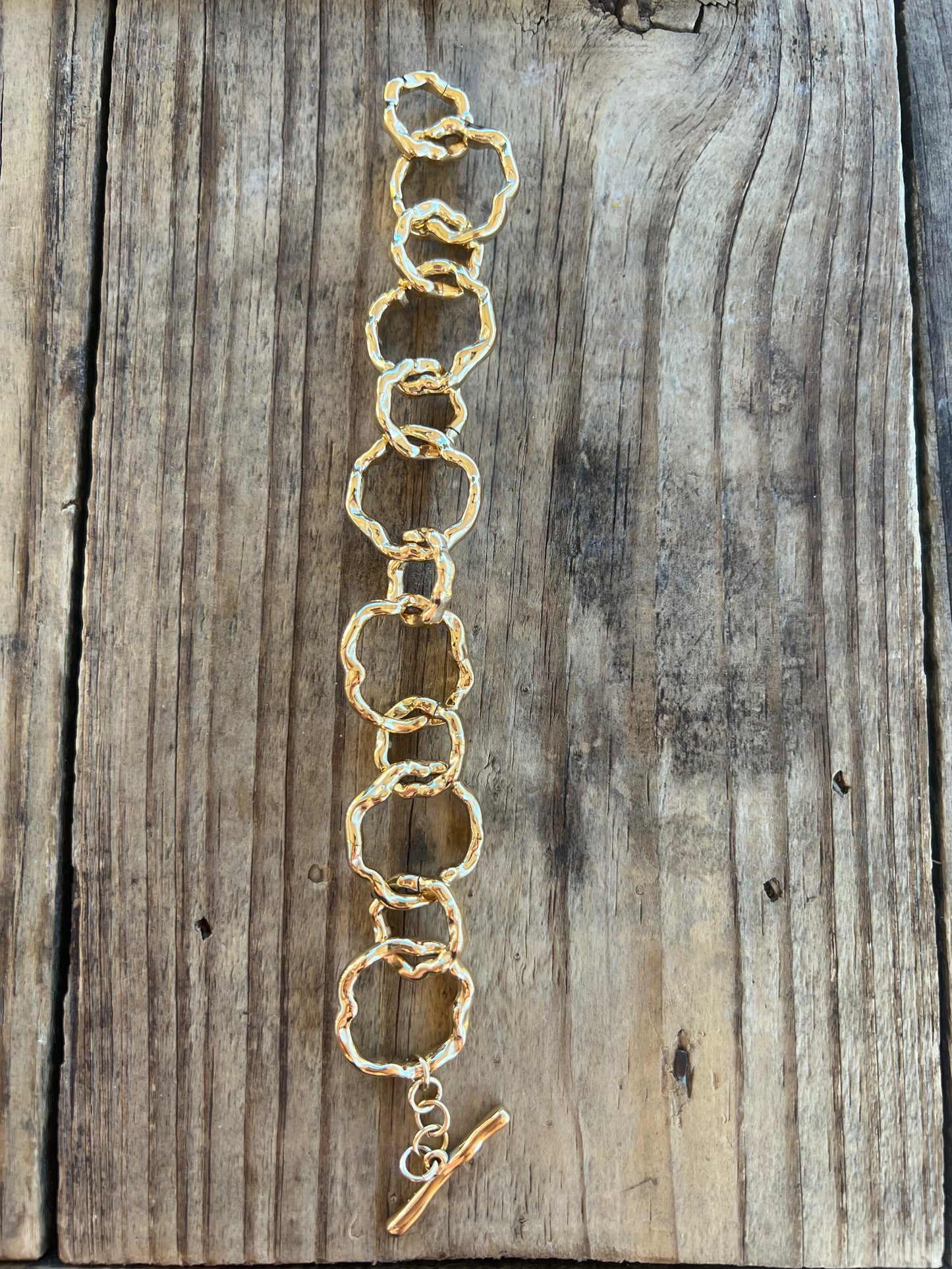 Gold Hammered Toggle Bracelet