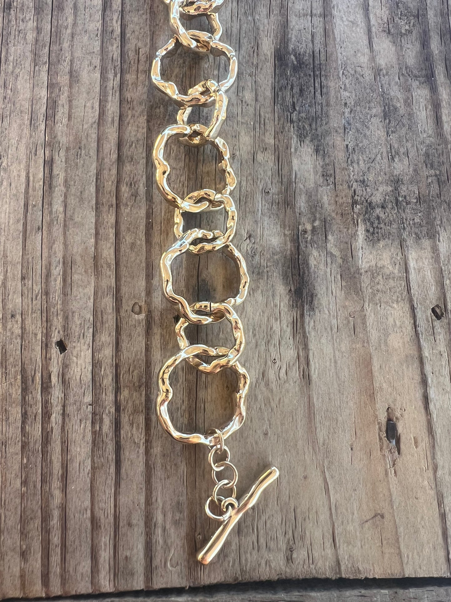 Gold Hammered Toggle Bracelet