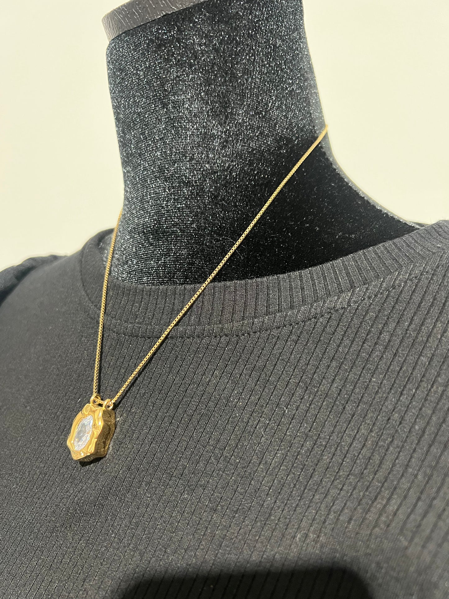 Gold color Necklace with clear stone