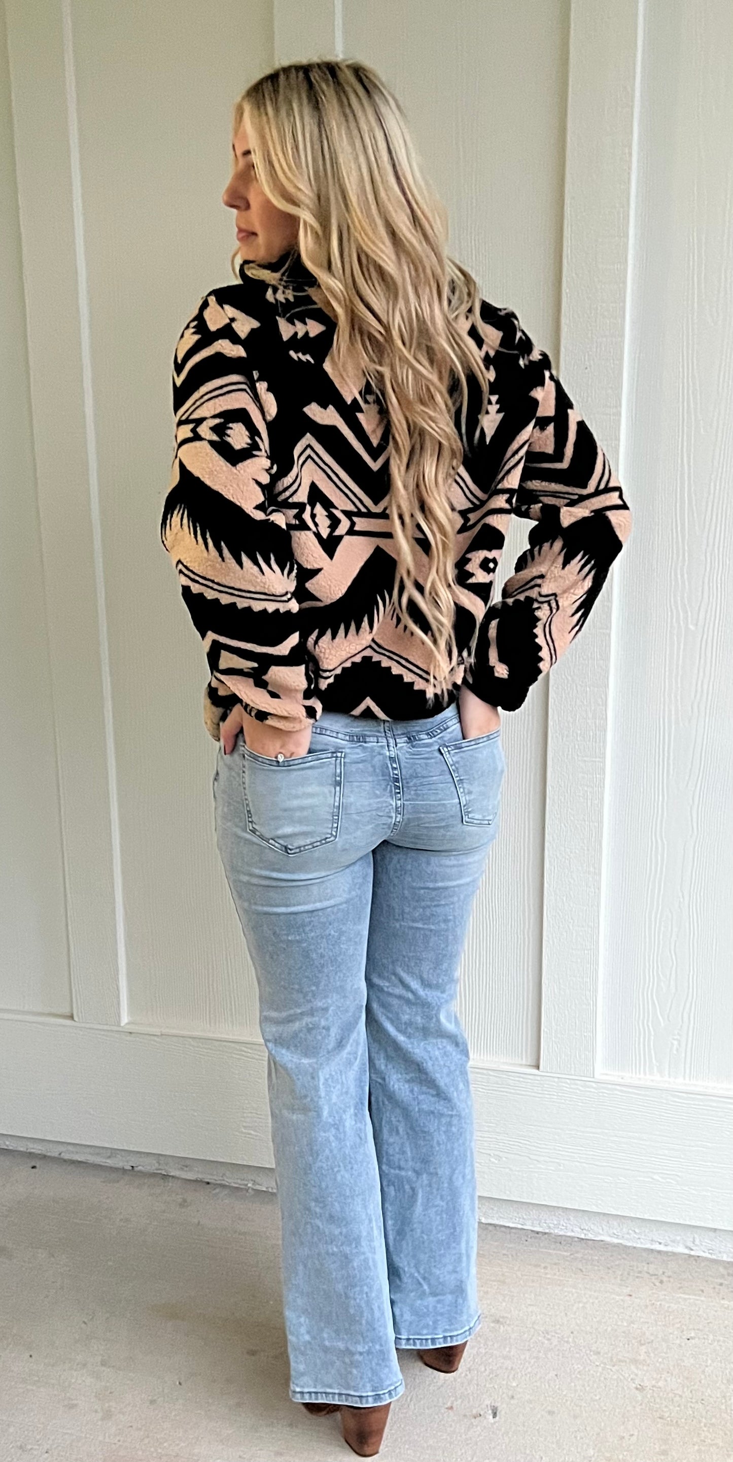 Black Western Aztec Half Zip