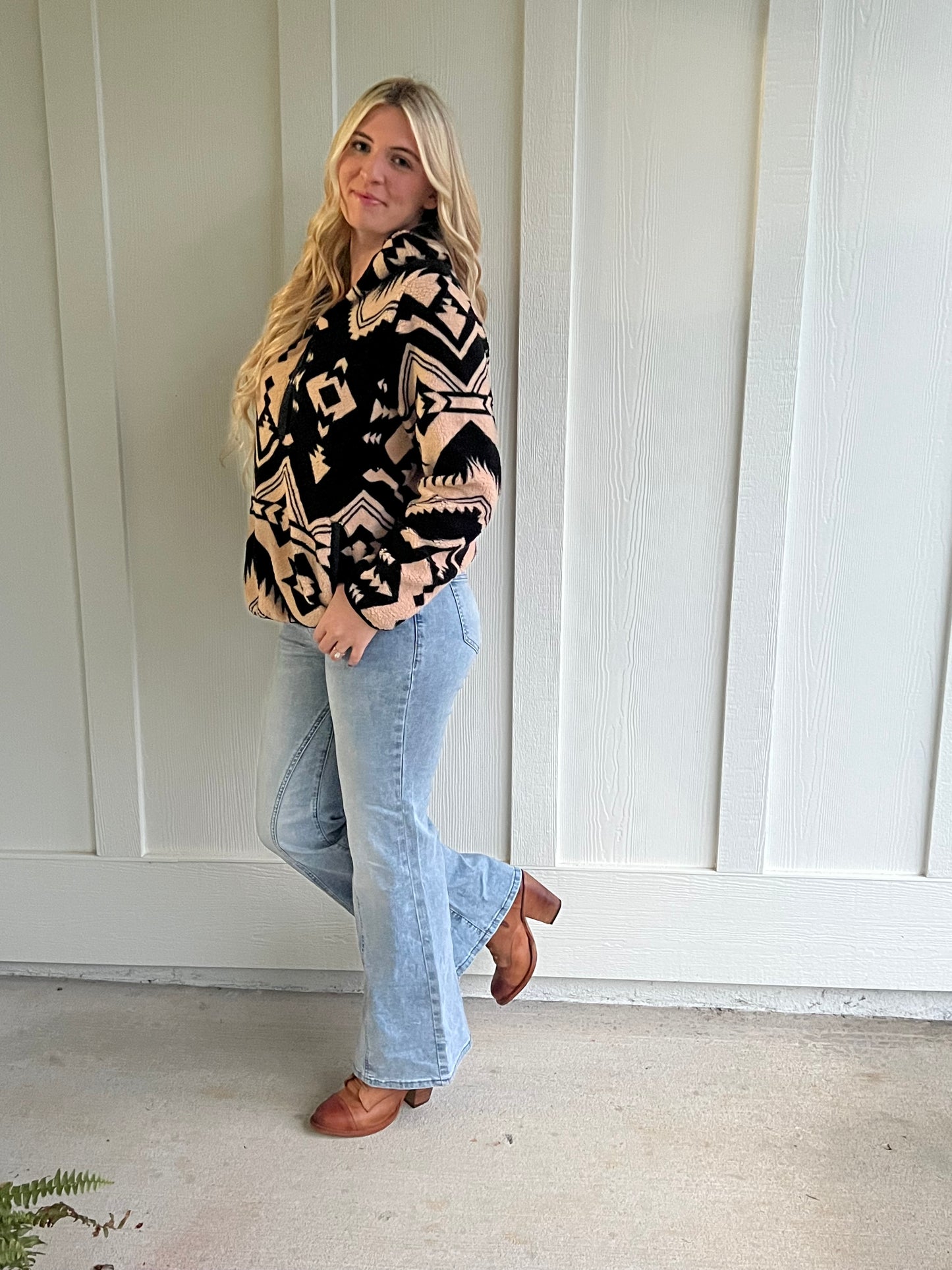 Black Western Aztec Half Zip