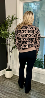 Tiffany Black Bows and Horseshoe pattern western sweater