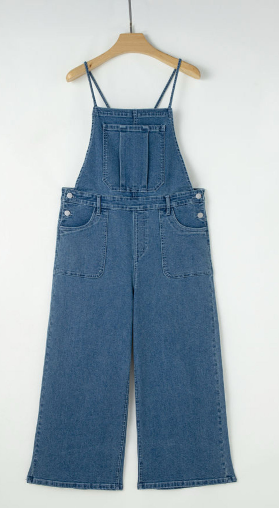 Adjustable tie strap cropped wide leg Denim Overalls
