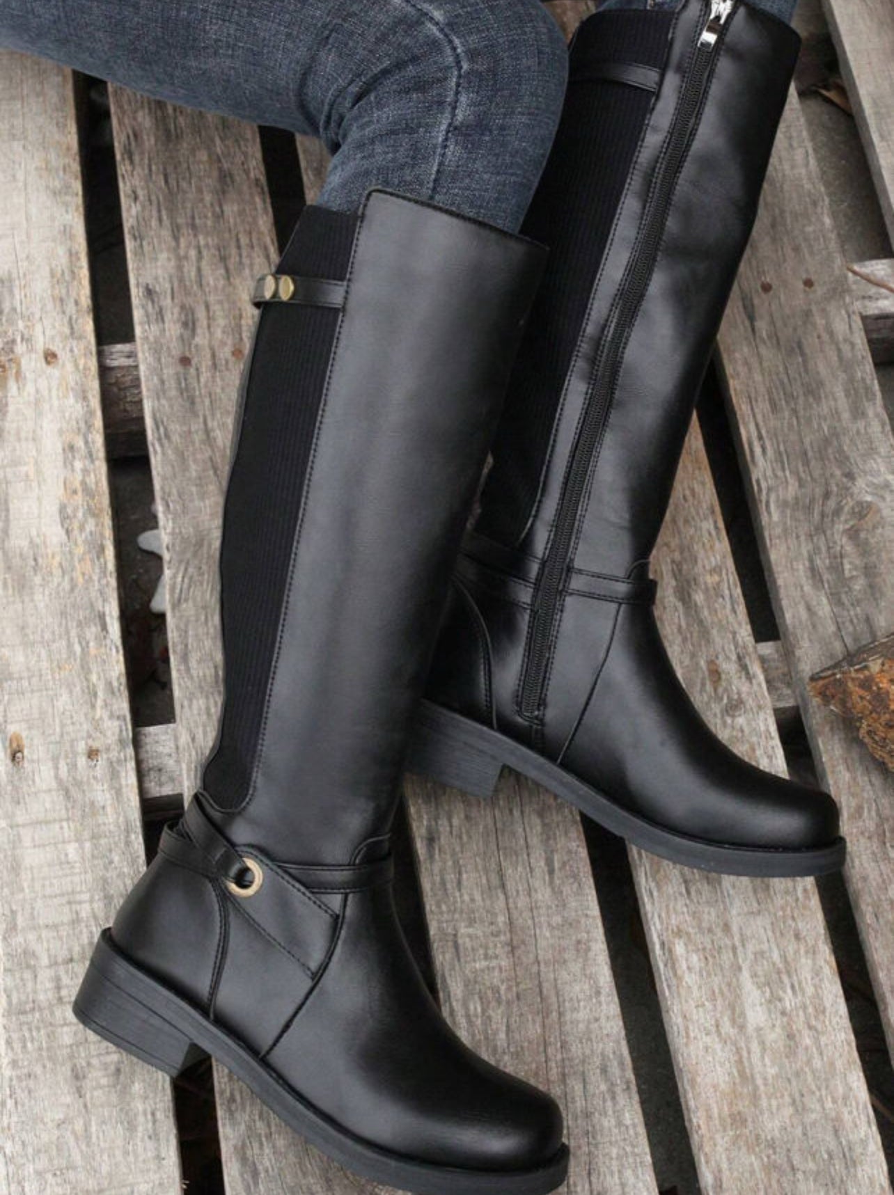 Knee High Chunky Low Heel Boots