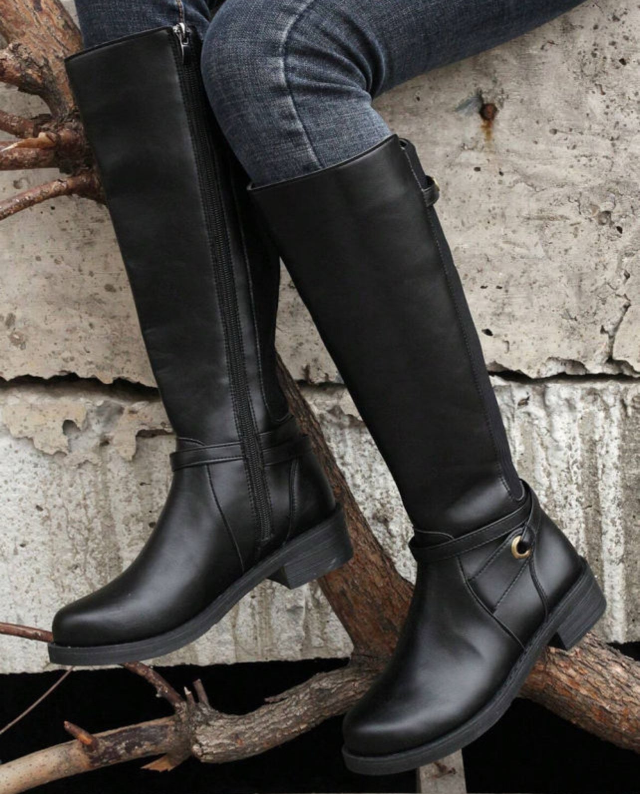Knee High Chunky Low Heel Boots