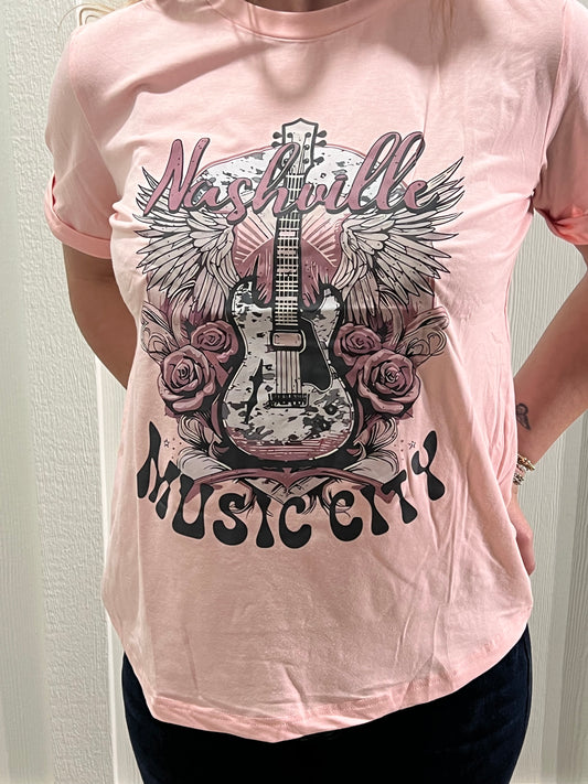 Pink Music City Graphic Tee