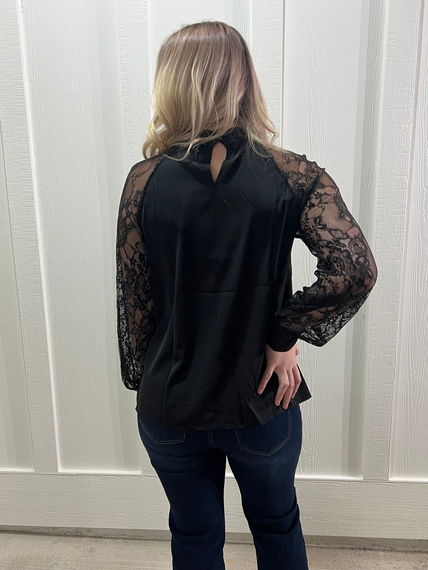Black Lace Long Sleeve Blouse
