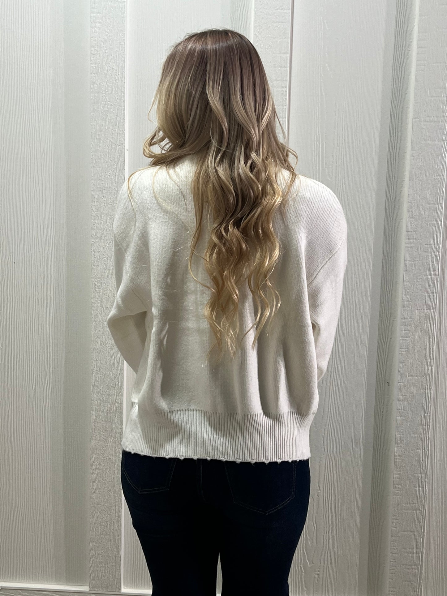 Elegant White Pearl Cardigan