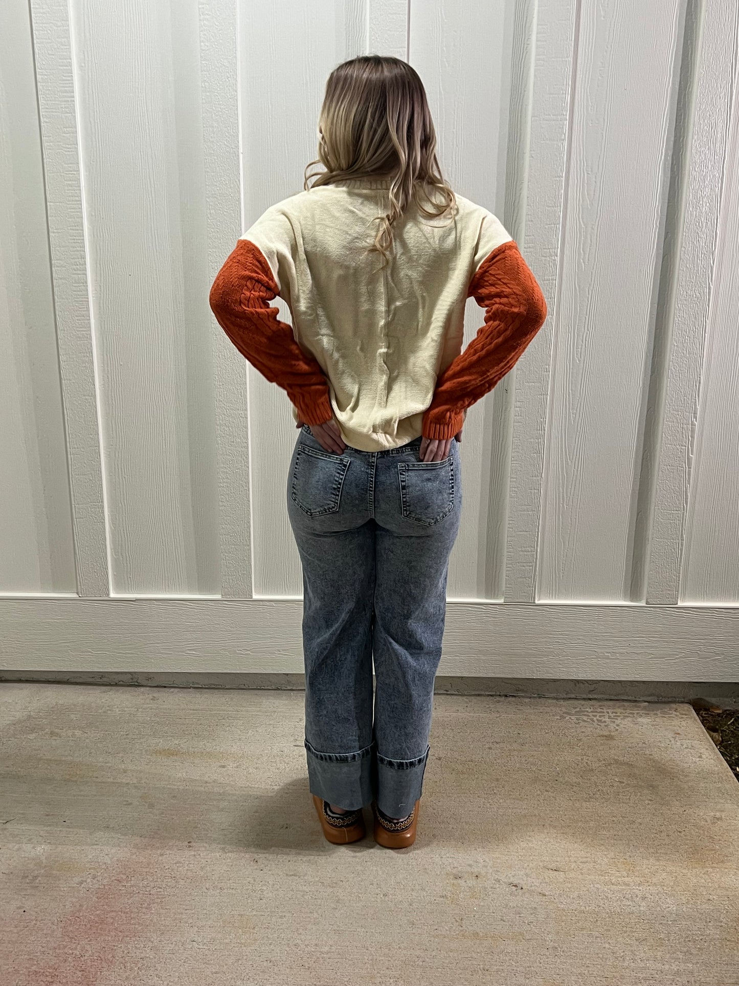 Color Block Patched Drop Shoulder Sweater