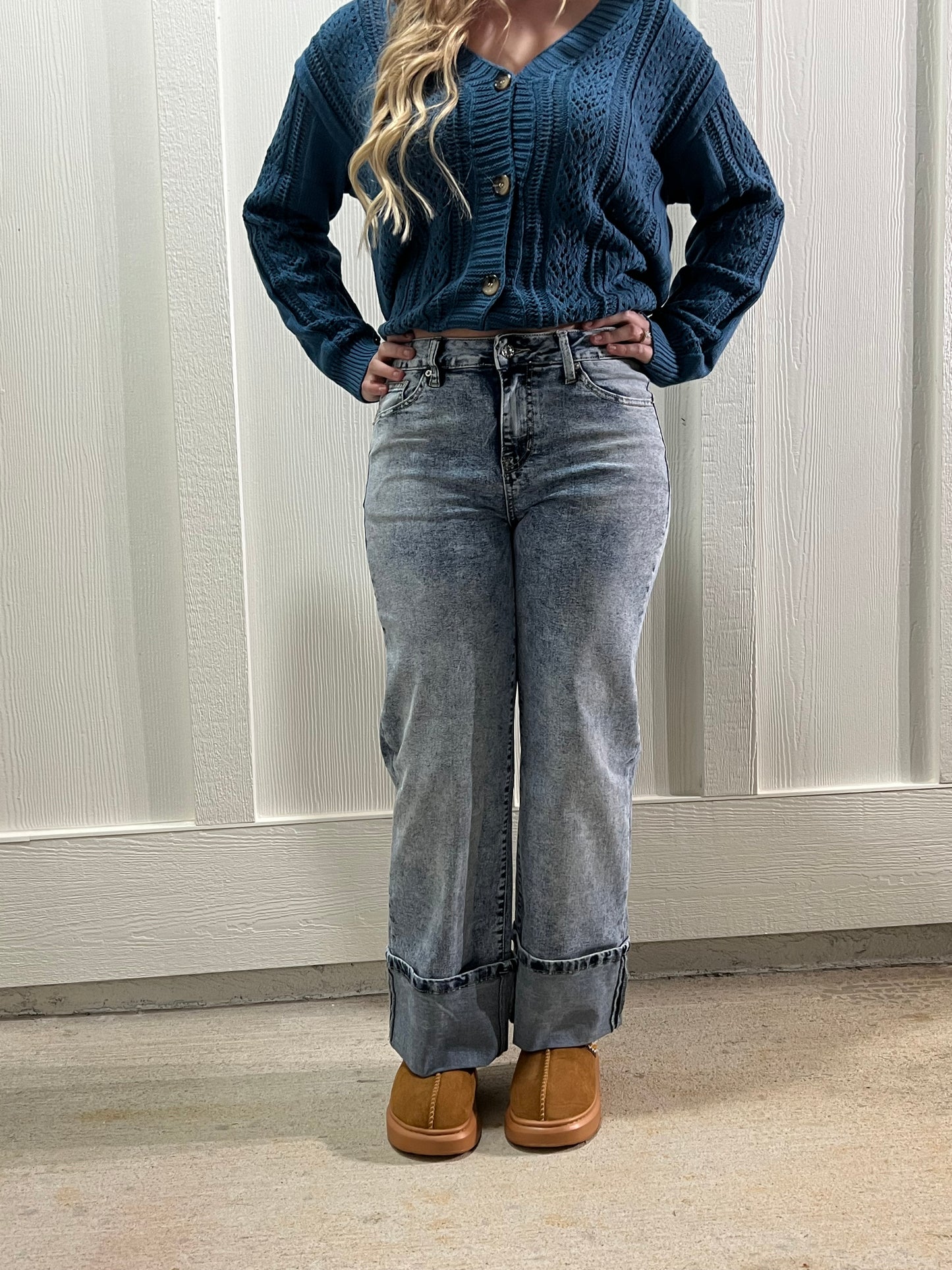 High Rise Button Jeans