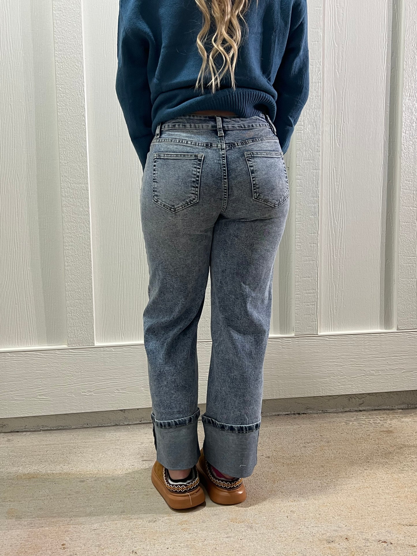 High Rise Button Jeans