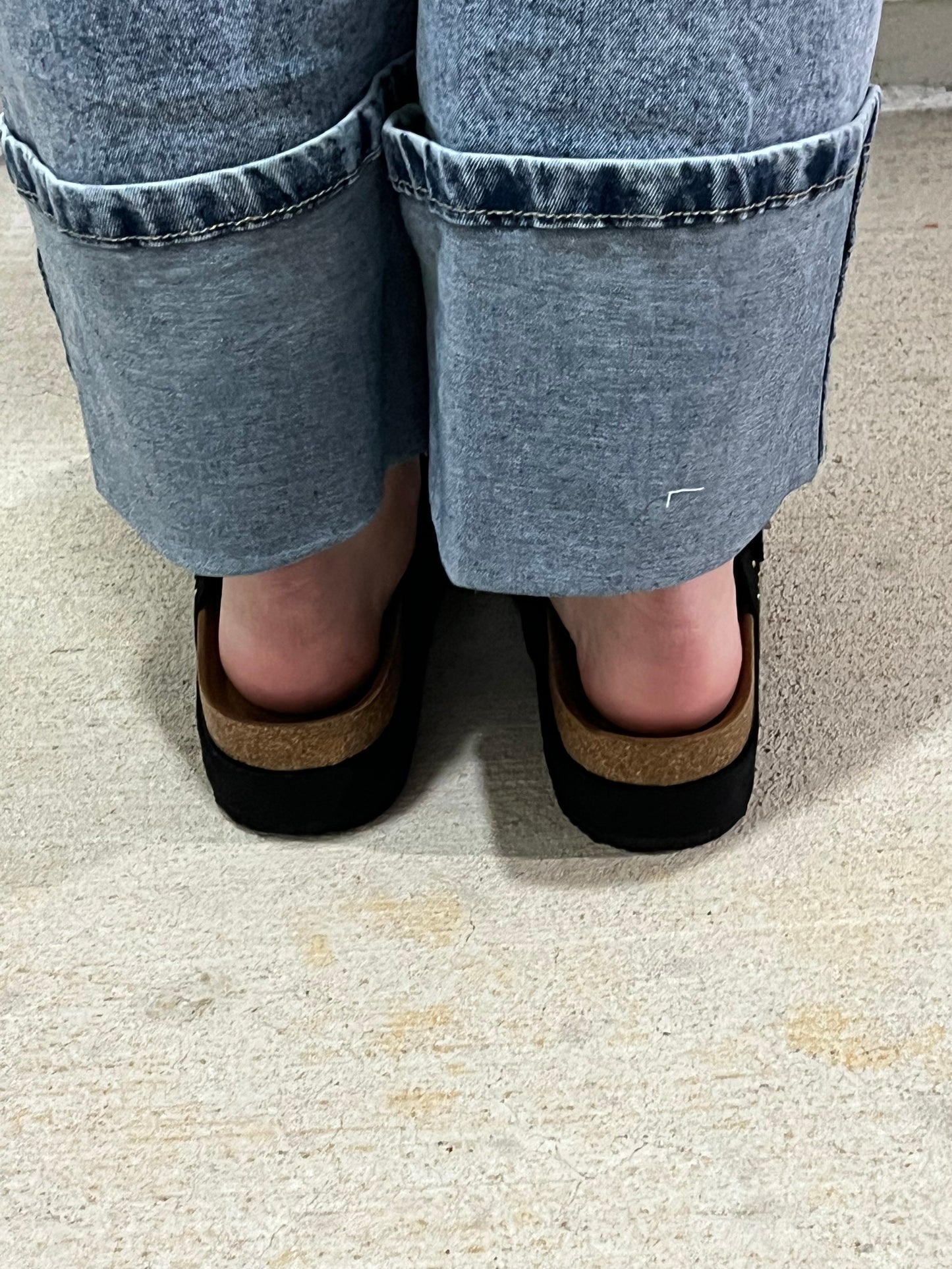 Black Rivet Buckle Platform Shoes